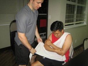 Preparing to Use a Sling in a standard first aid re-certification