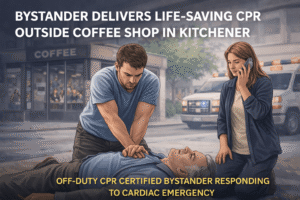 Life-saving action outside coffee shop