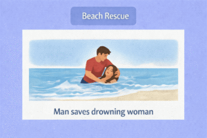 Beach rescue in calm waters