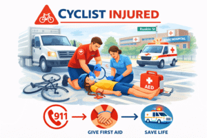 Cyclist accident at hospital intersection