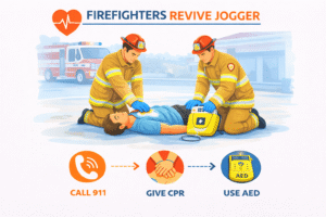 Firefighters save jogger with CPR
