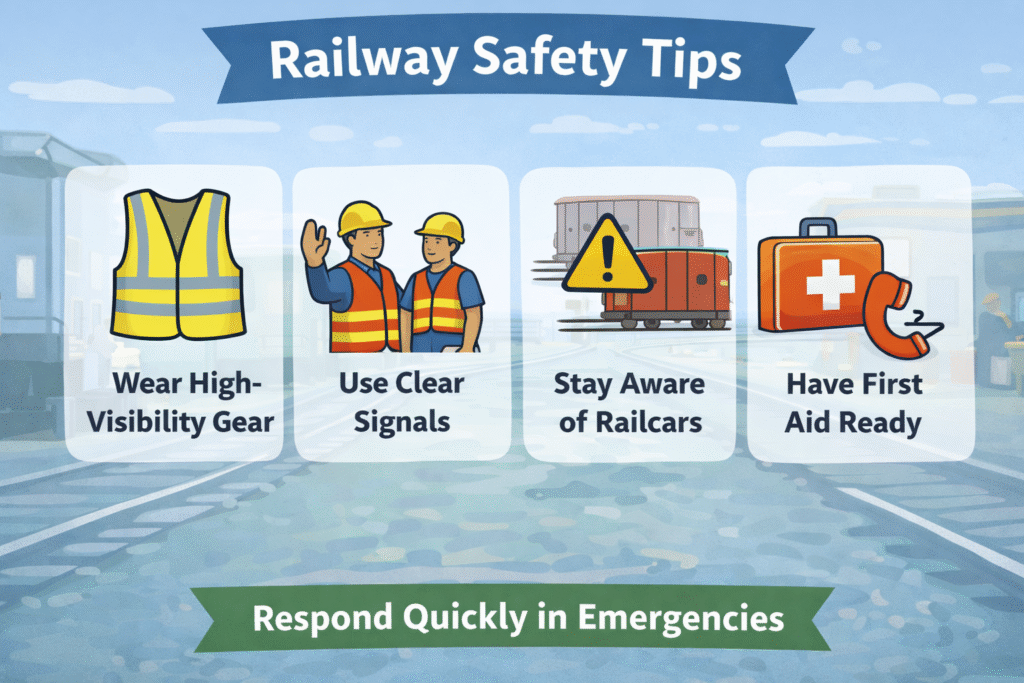 Railway safety tips infographic