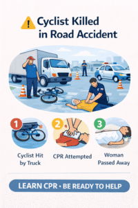 Cyclist accident and CPR attempt