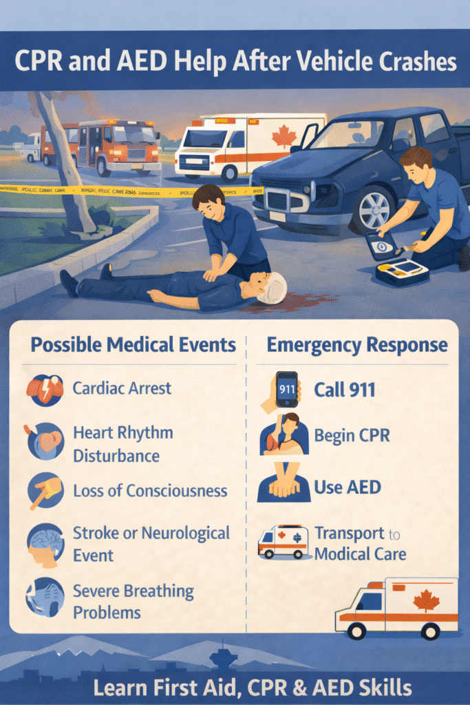 CPR and AED response after crashes