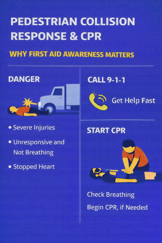 Pedestrian collision first aid infographic