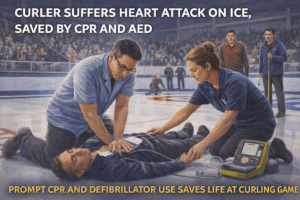 Curling player saved by CPR and AED