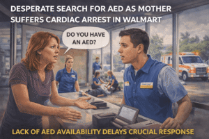 Search for AED during emergency at Walmart