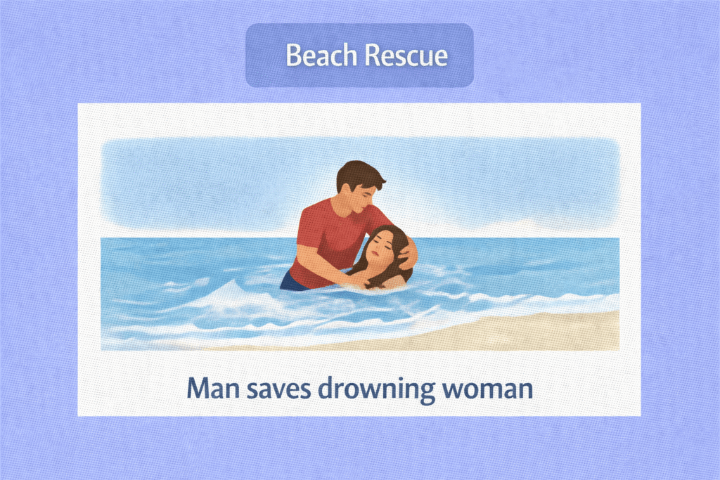 Beach rescue in calm waters