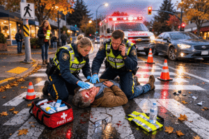 Emergency response at a busy intersection