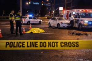 Fatal pedestrian accident at night