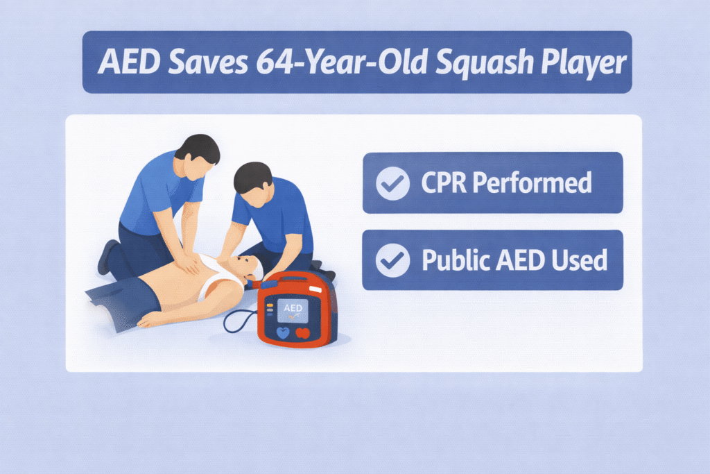 AED used to save squash player