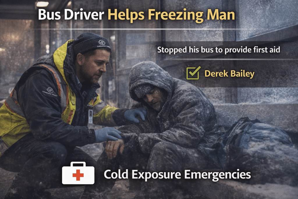Bus driver rescues freezing man in shelter