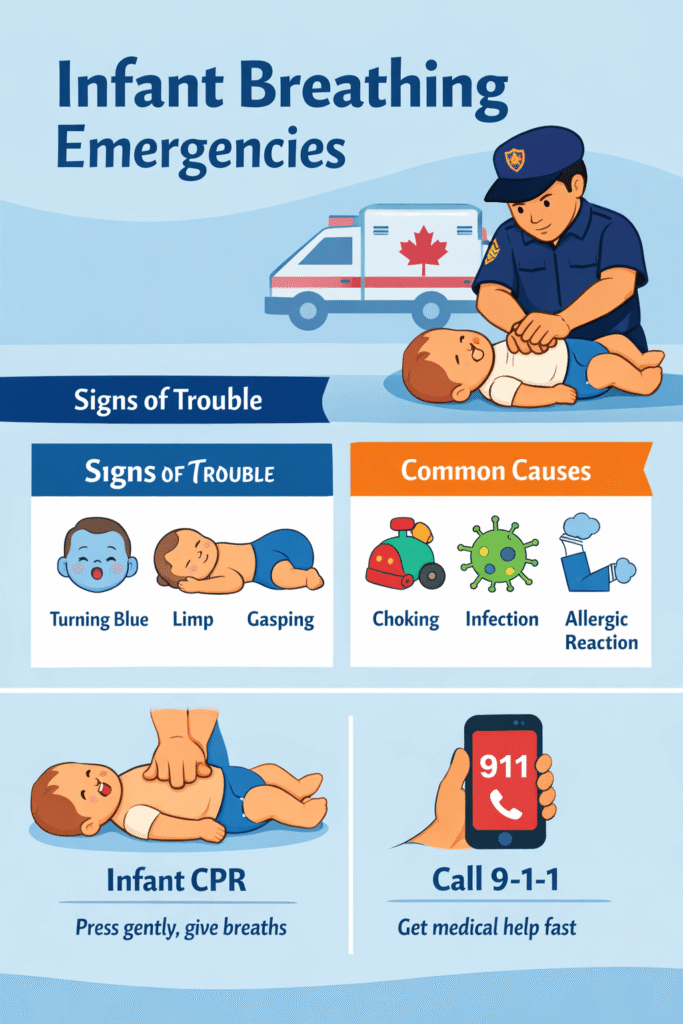 Infant breathing emergencies infographic