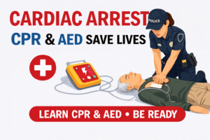 CPR and AED life-saving action