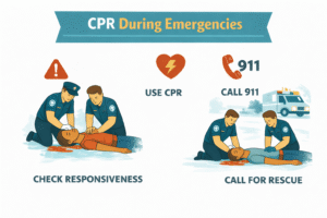 CPR emergency response steps illustrated