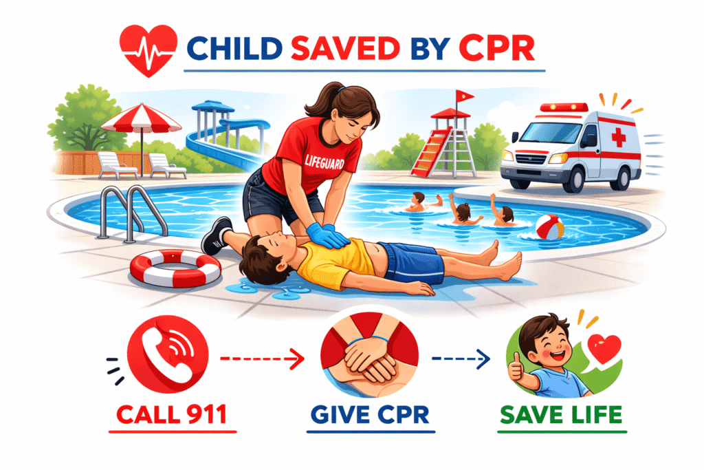 CPR saves a child at the pool
