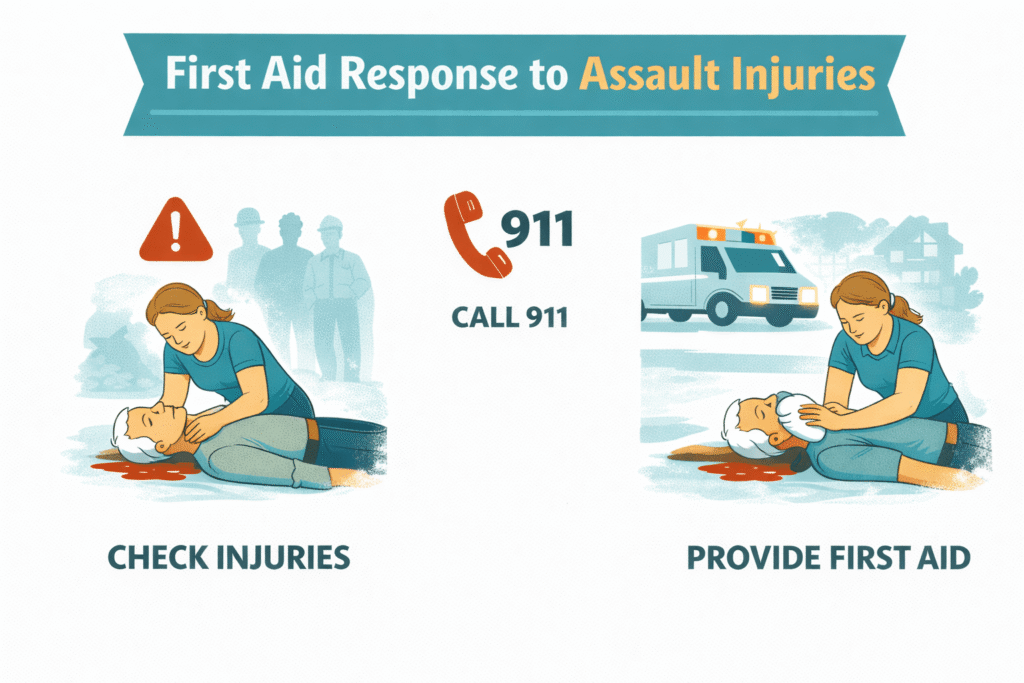 First aid response to assault injuries