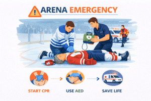Ice hockey emergency response sequence