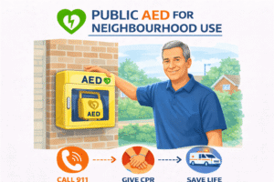 Installing AED for community safety
