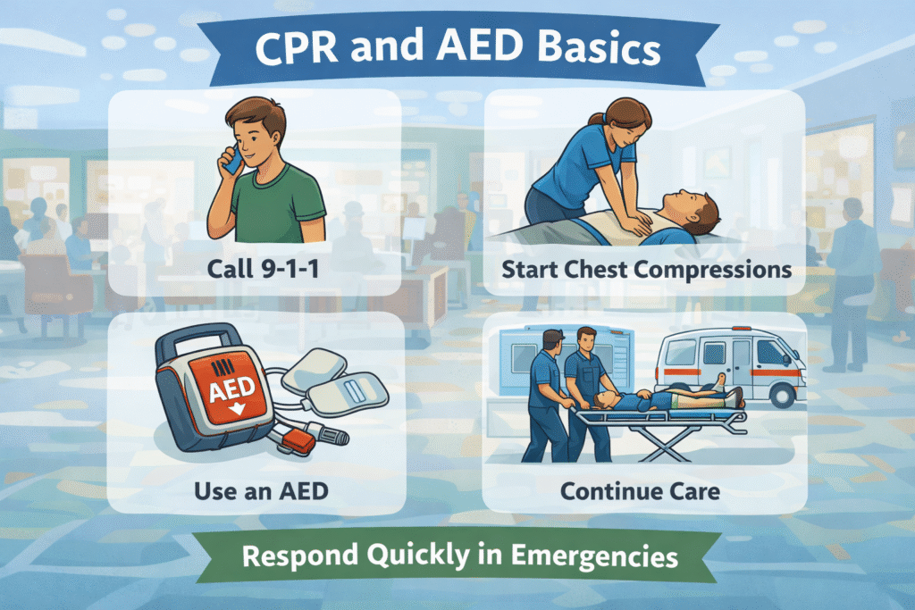 CPR and AED steps overview
