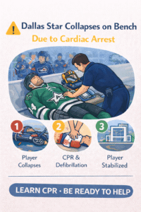 Dallas Star collapses, CPR used
