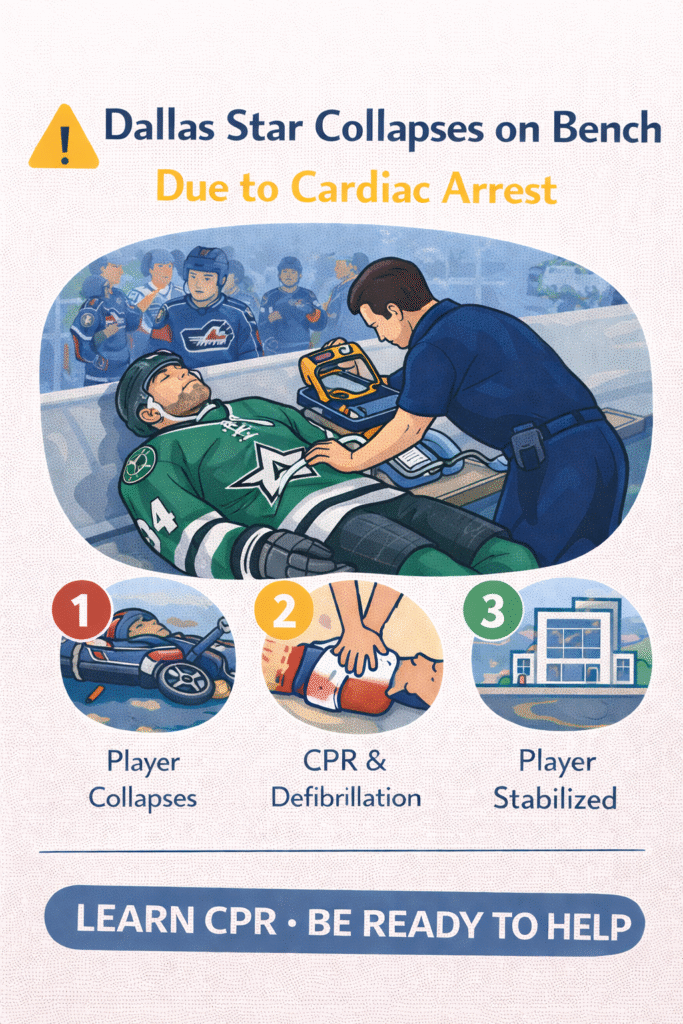 Dallas Star collapses, CPR used