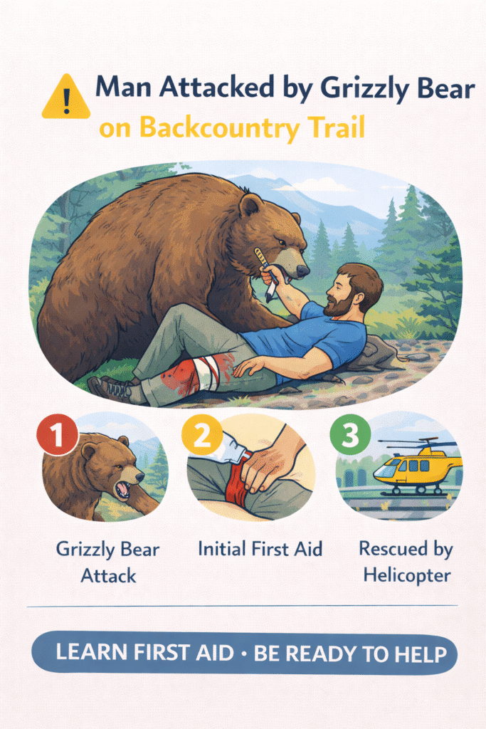 Grizzly bear attack on backcountry trail