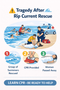 Rip current rescue and tragedy reminder