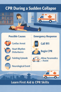 CPR steps for sudden collapse emergency