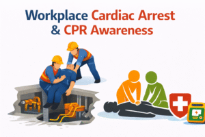 Workplace cardiac arrest response scene