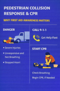 Pedestrian collision first aid infographic