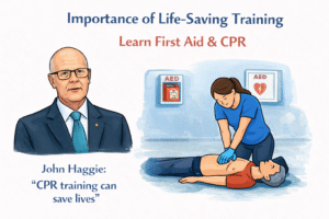 Life-saving training with John Haggie